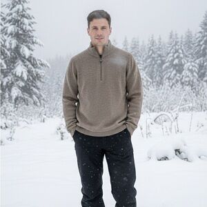 SMARTWOOL  Men’s Tan/brown Half Zip  Sweater Size M